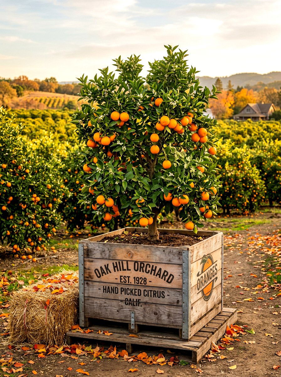 Rustic Wood Crate Citrus Tree - 30 potted citrus front entry ideas