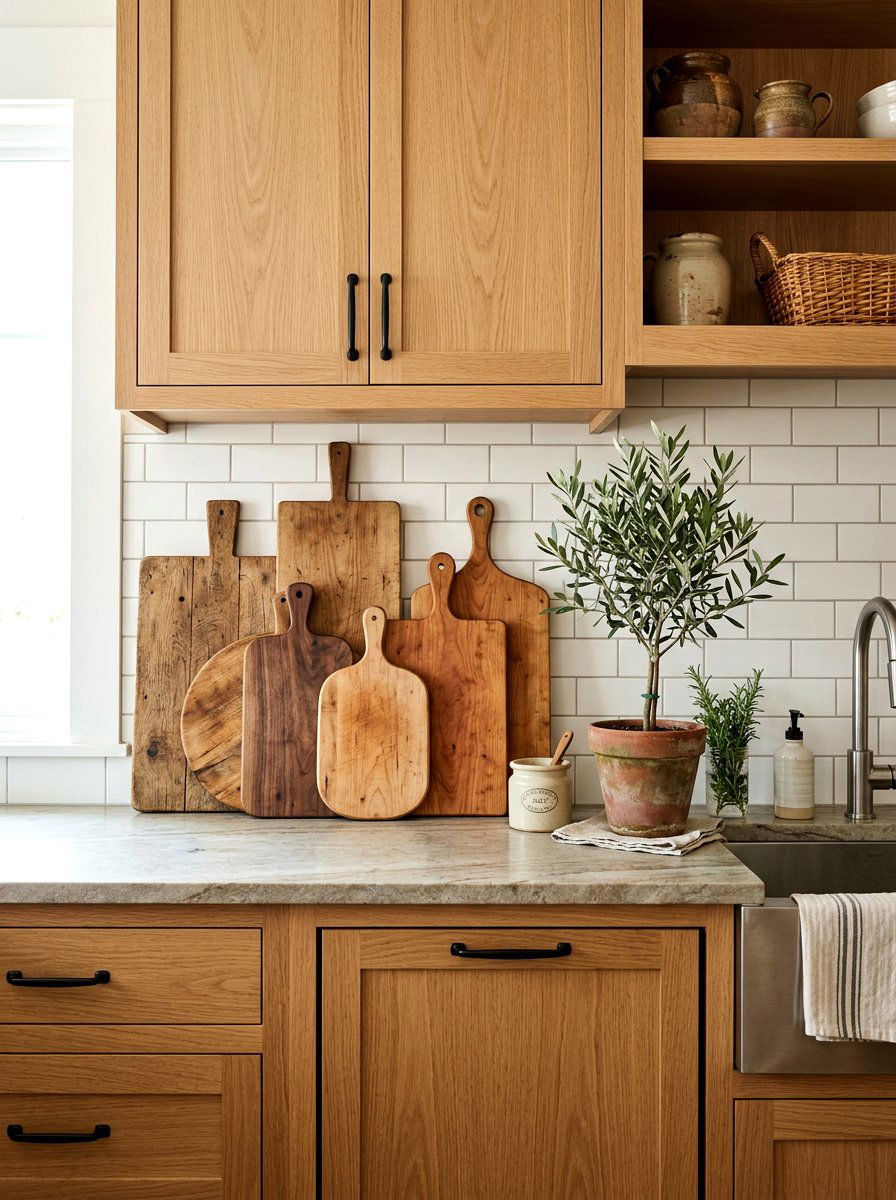 Rustic Wood Cutting Board - 30 layered kitchen decor ideas