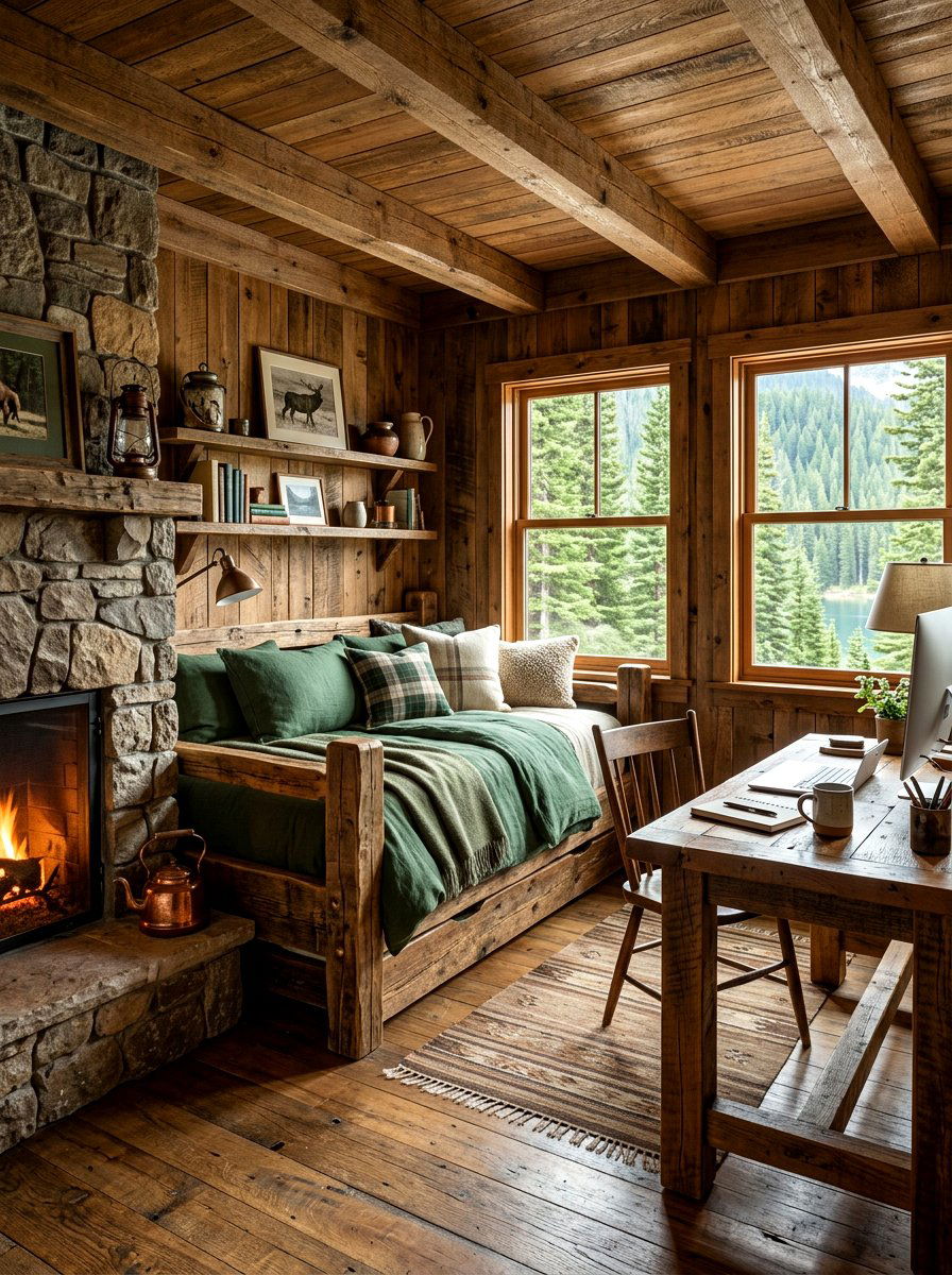 Rustic Wood Daybed Office - 30 daybed office combo ideas