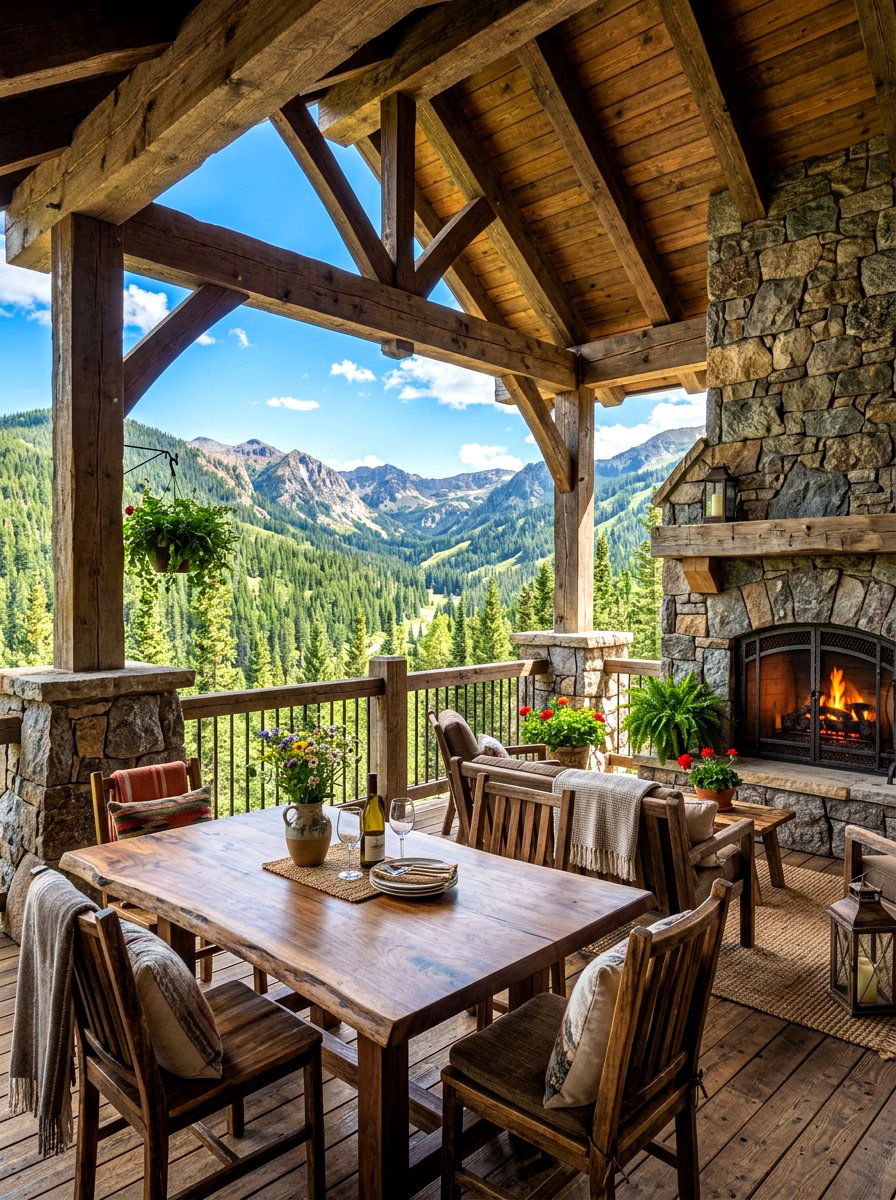 Rustic Wood Deck - 30 covered deck dining ideas