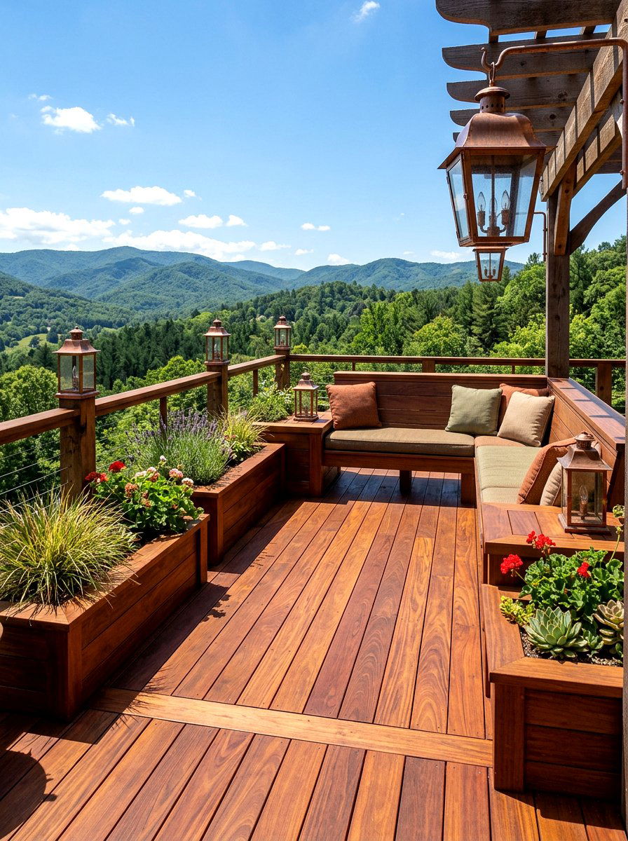 Rustic Wood Deck - 30 rooftop patio lounge ideas aesthetic