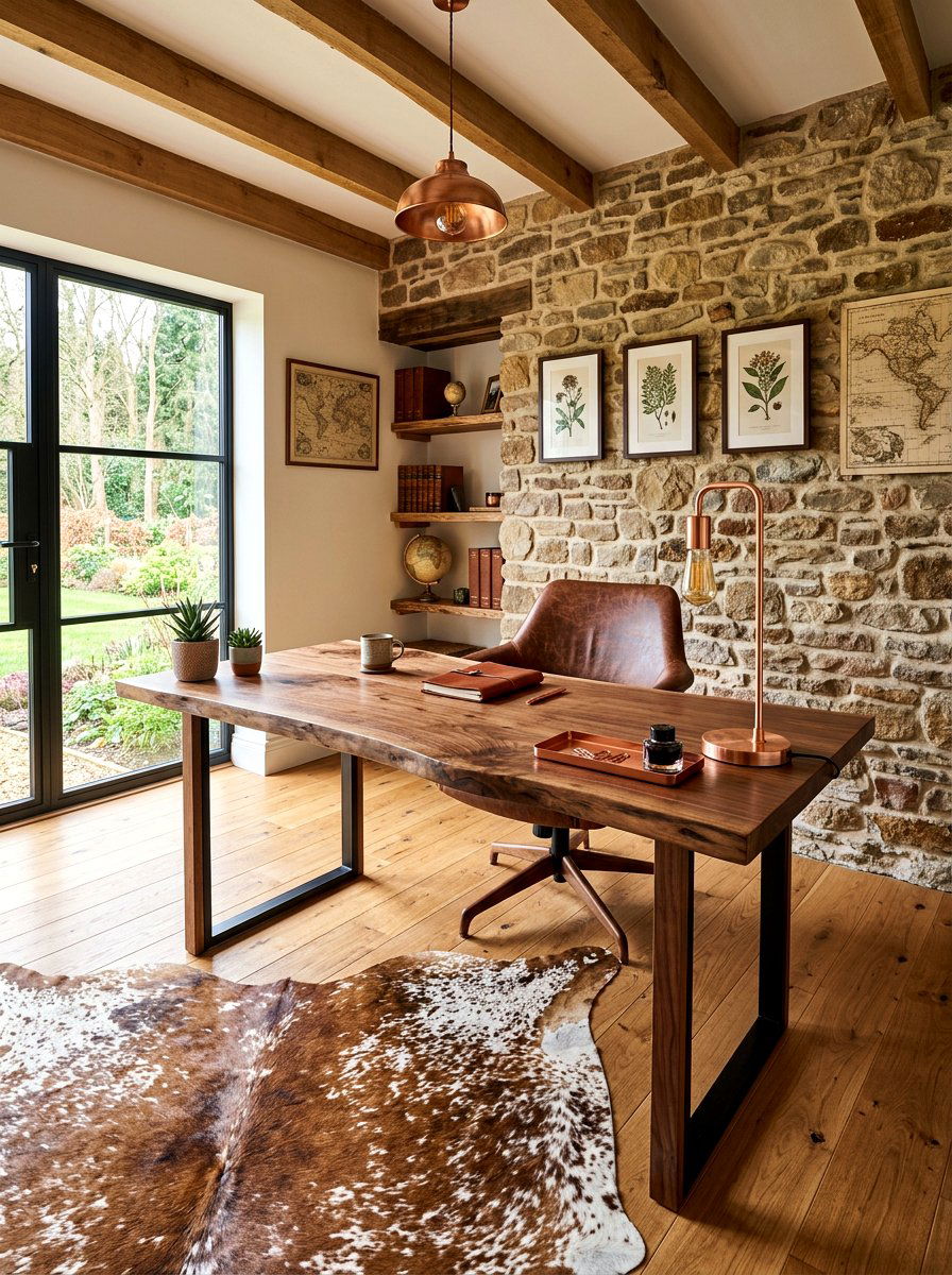 Rustic Wood Desk - 30 writing room ideas