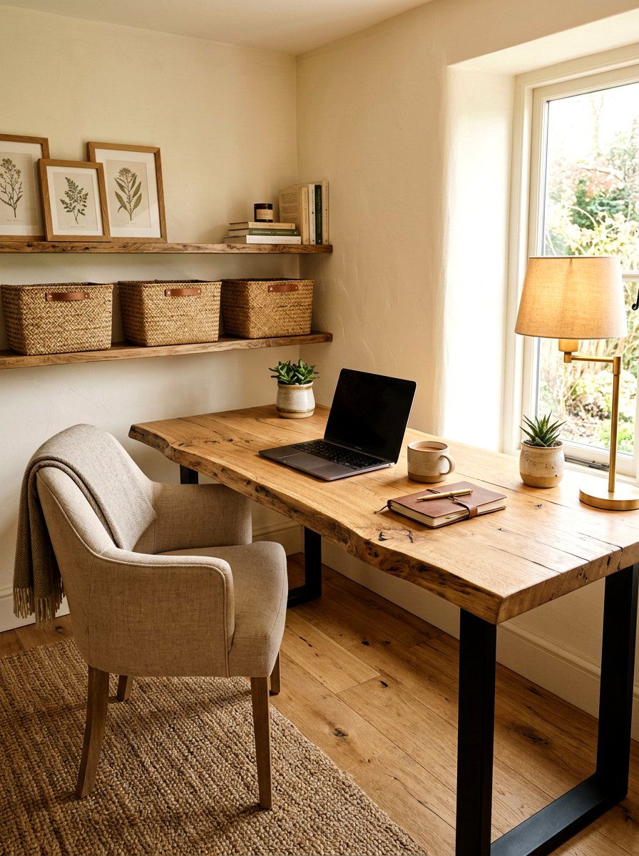 Rustic Wood Desk - 30 study hall nook ideas