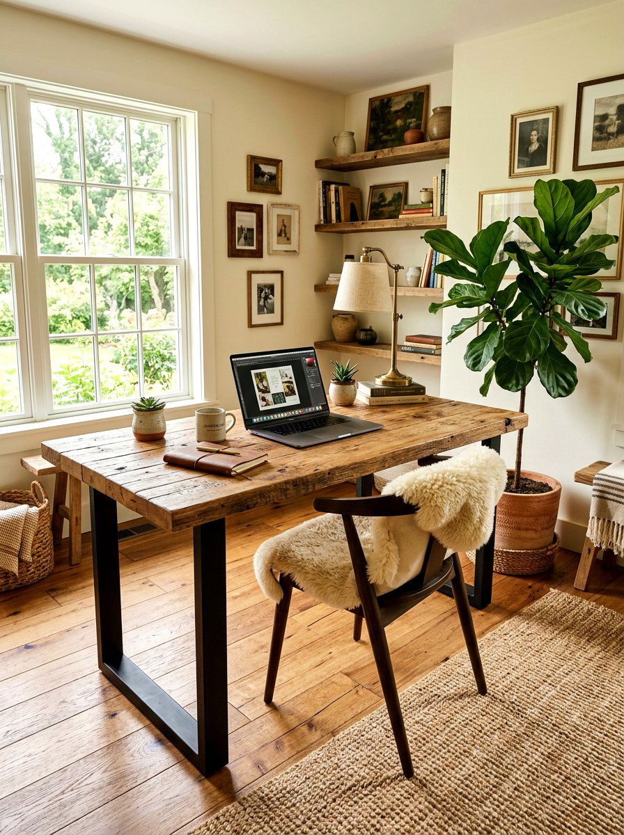 Rustic Wood Desk - 30 home office desk ideas