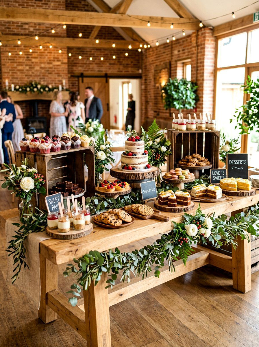 Rustic Wood Dessert Table - 30 dessert station aesthetic ideas