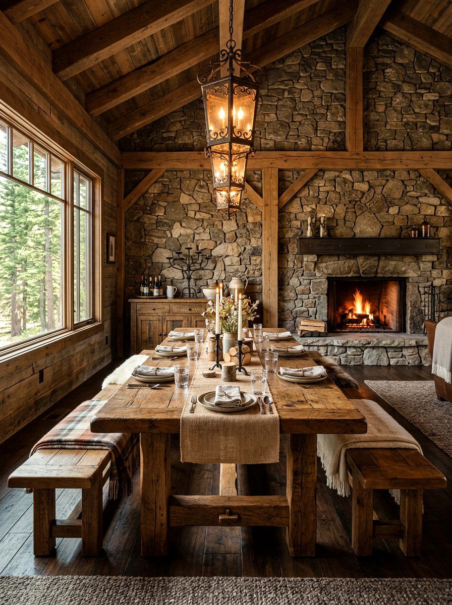 Rustic Wood Dining Room - 30 dining room makeover ideas