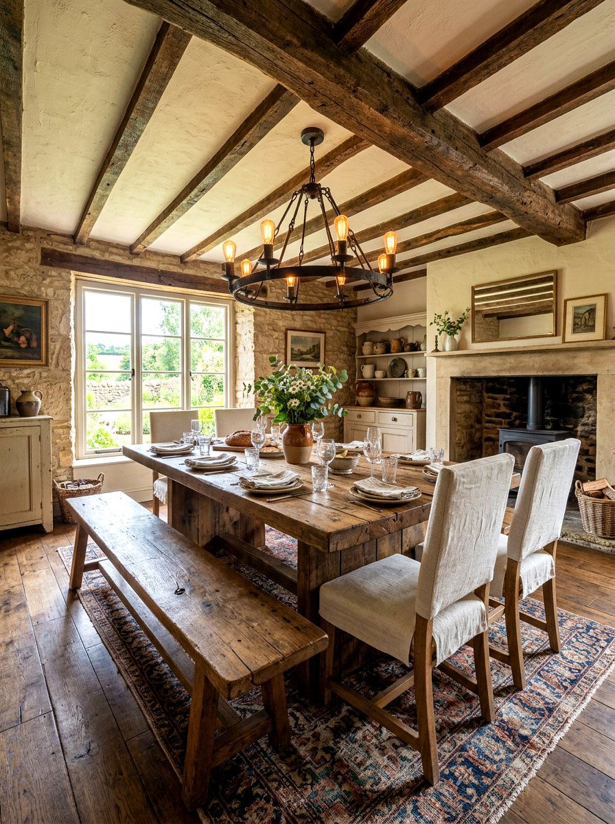 Rustic Wood Dining Table - 30 farmhouse dining room ideas