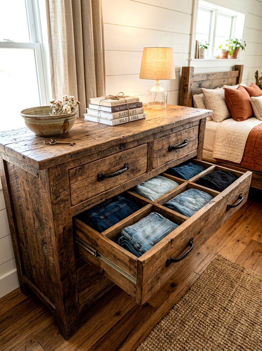 Rustic Wood Dresser - 30 organizing bedroom dresser ideas