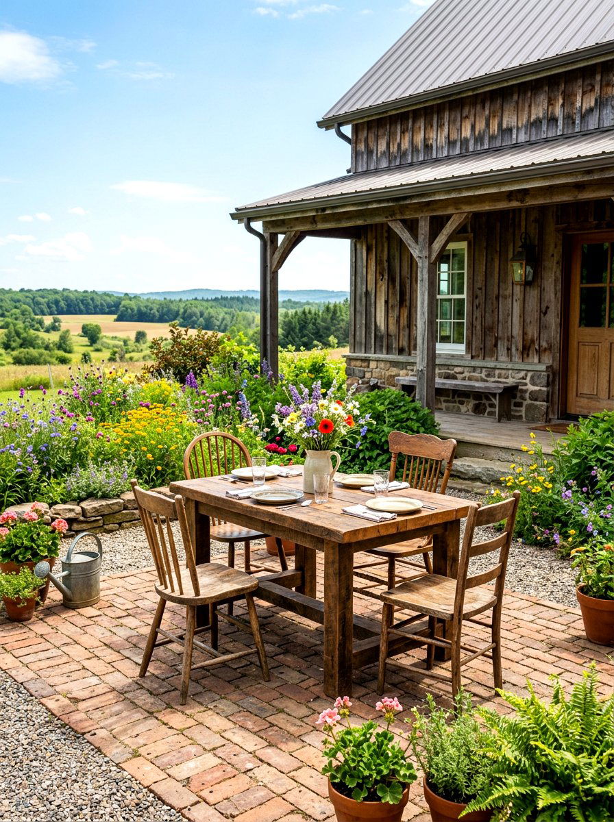 Rustic Wood Farmhouse Patio - 30 Nancy Meyers outdoor dining ideas