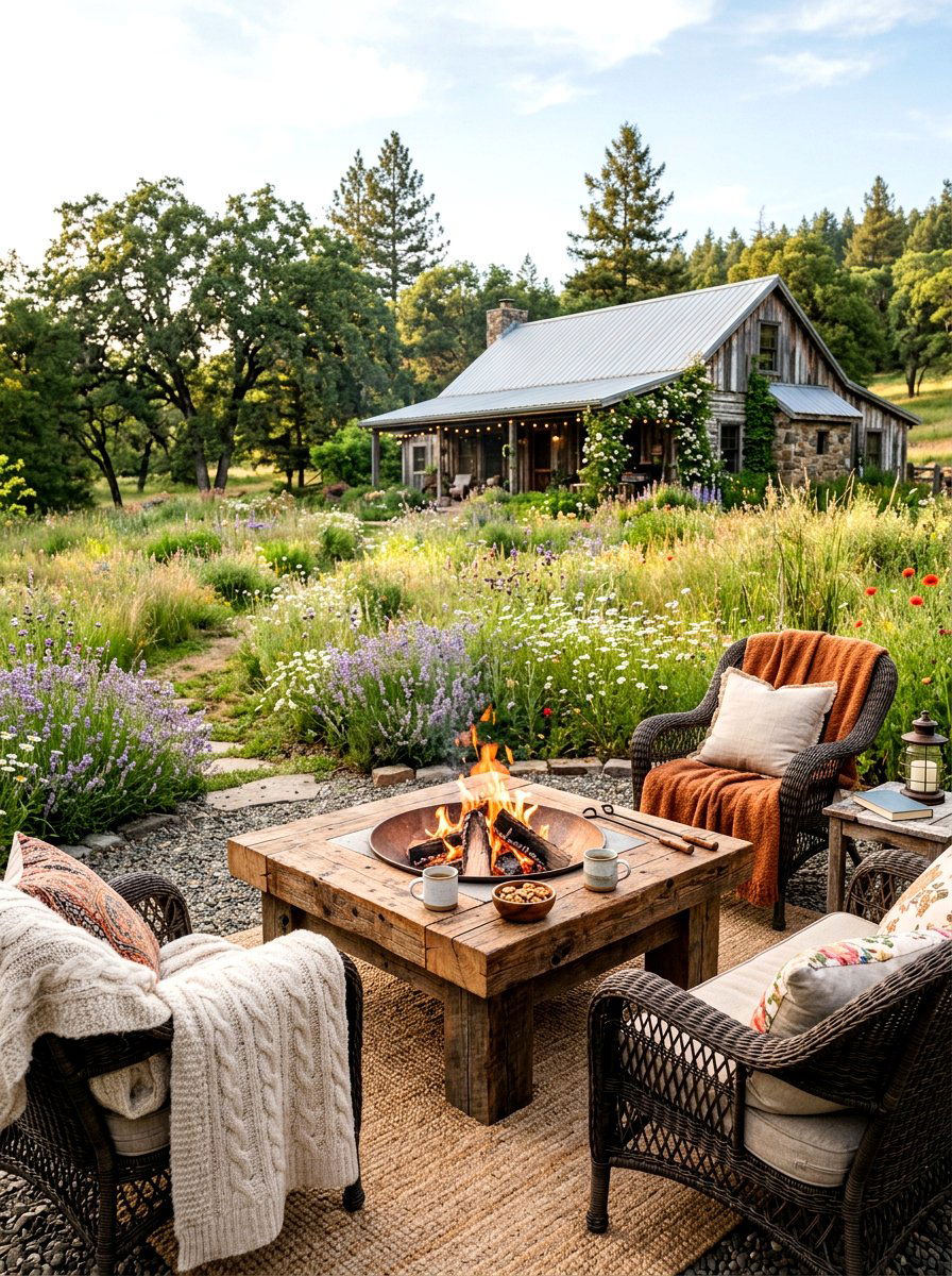 Rustic Wood Fire Pit Table - 30 fire pit table ideas