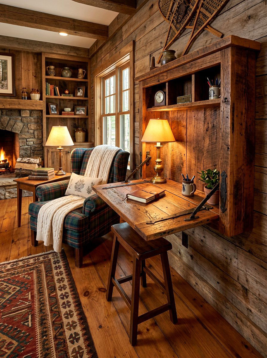 Rustic Wood Fold Down Desk - 30 fold down desk ideas