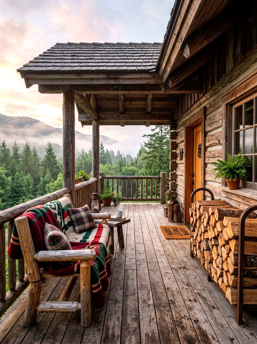 Rustic Wood Front Patio - 30 front patio ideas