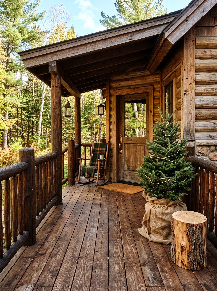 Rustic Wood Front Porch - 30 tiny front porch ideas