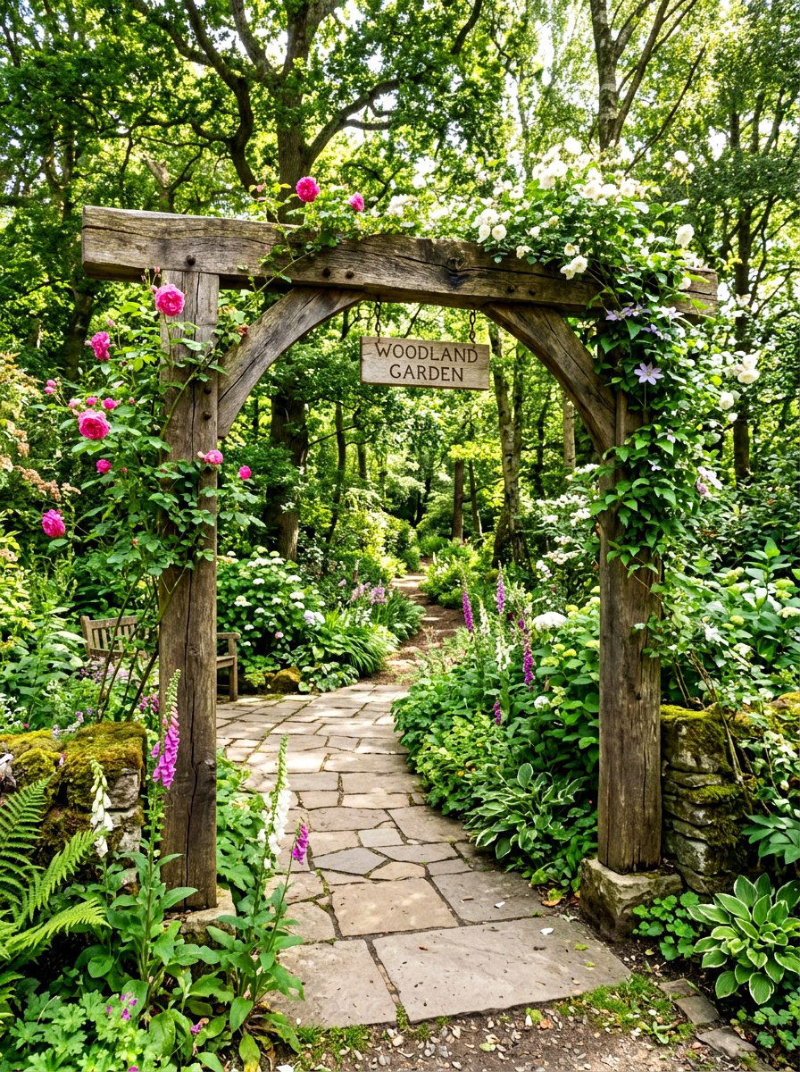 Rustic Wood Garden Entrance - 30 arbor entrance ideas
