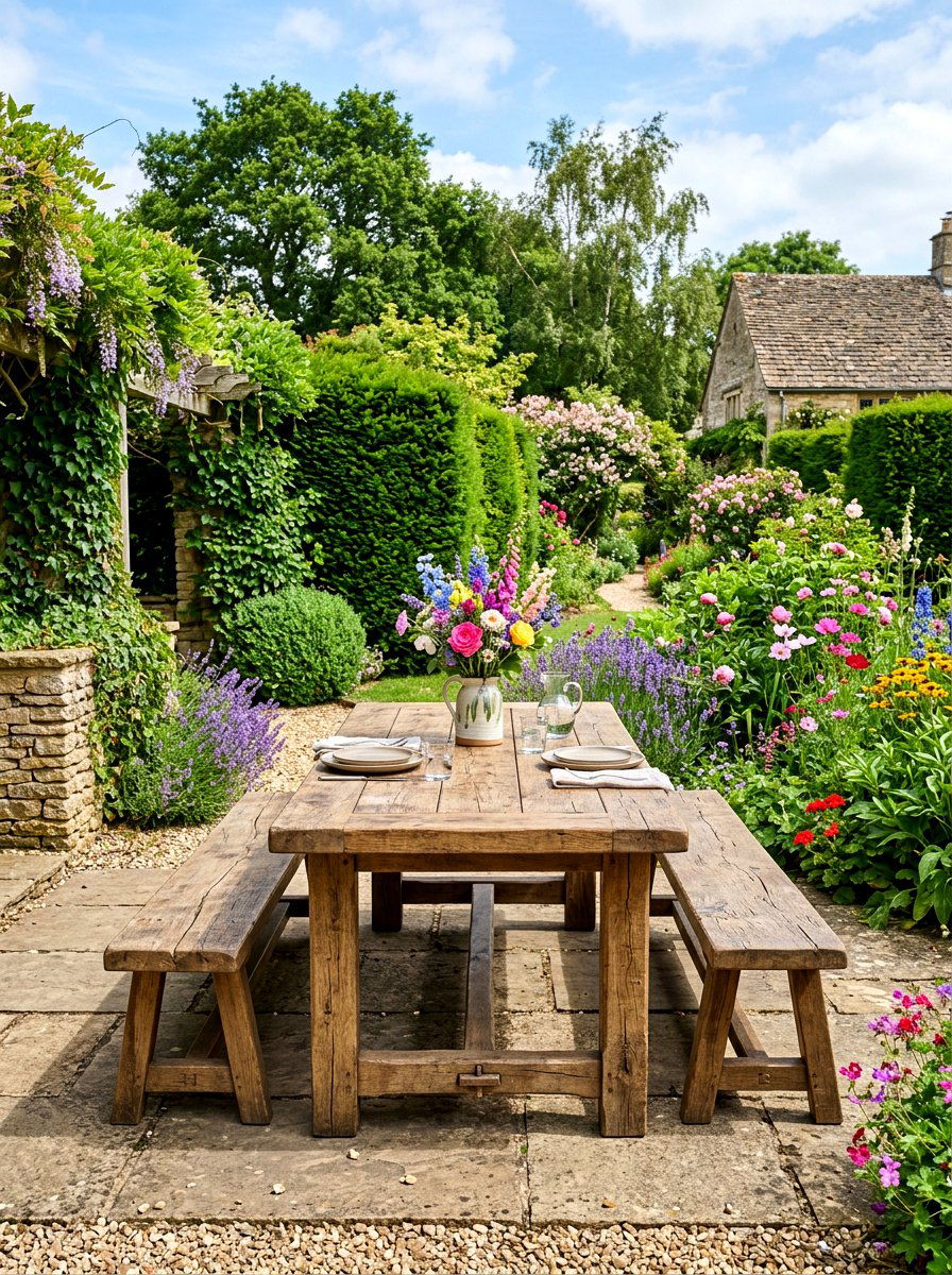 Rustic Wood Garden Table - 30 garden dinner table ideas