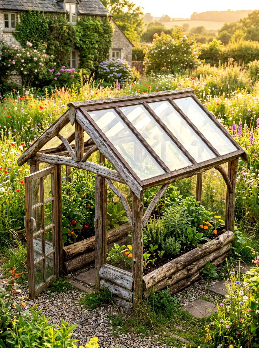 Rustic Wood Greenhouse Bed - 30 raised bed greenhouse ideas
