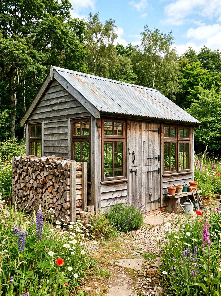 Rustic Wood Greenhouse Shed - 30 greenhouse shed combo ideas
