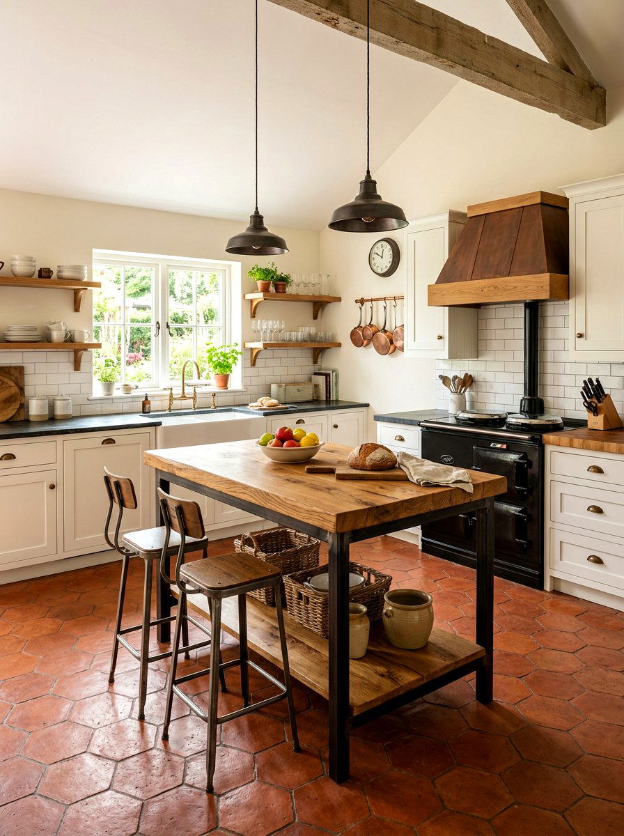 Rustic Wood Island - 30 eclectic kitchen ideas