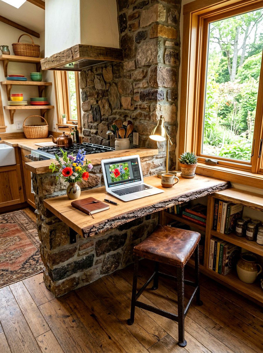 Rustic Wood Kitchen Desk - 30 homework station kitchen ideas