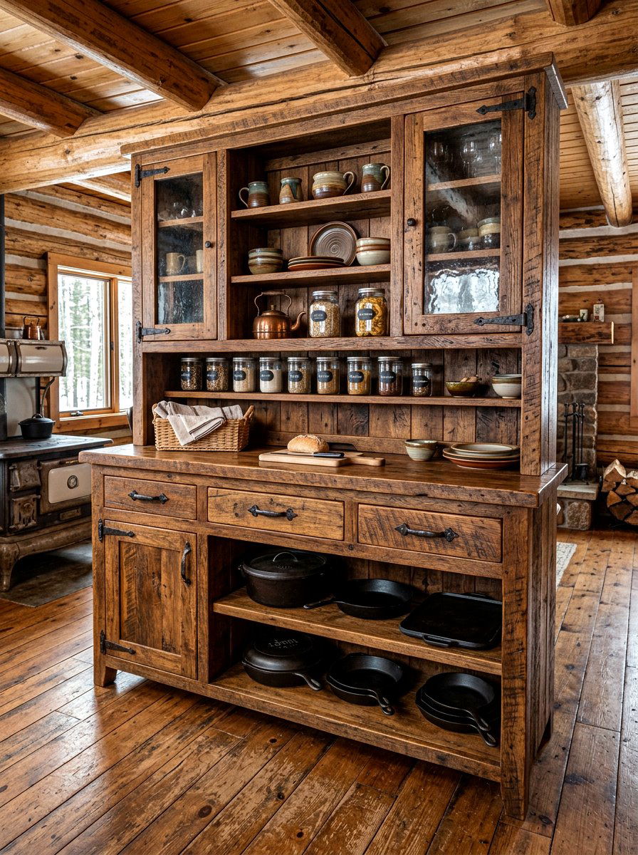Rustic Wood Kitchen Hutch - 30 hutch kitchen storage ideas