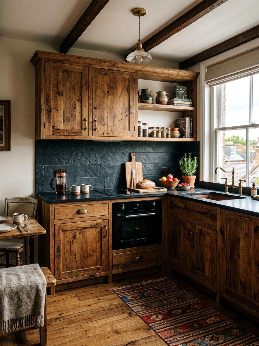 Rustic Wood Kitchenette - 30 studio kitchenette ideas