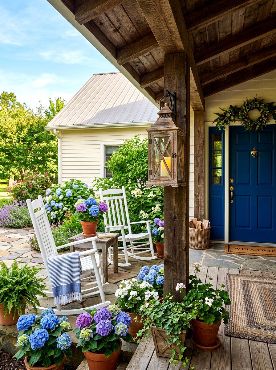 Rustic Wood Lantern Porch - 30 candle lantern patio ideas