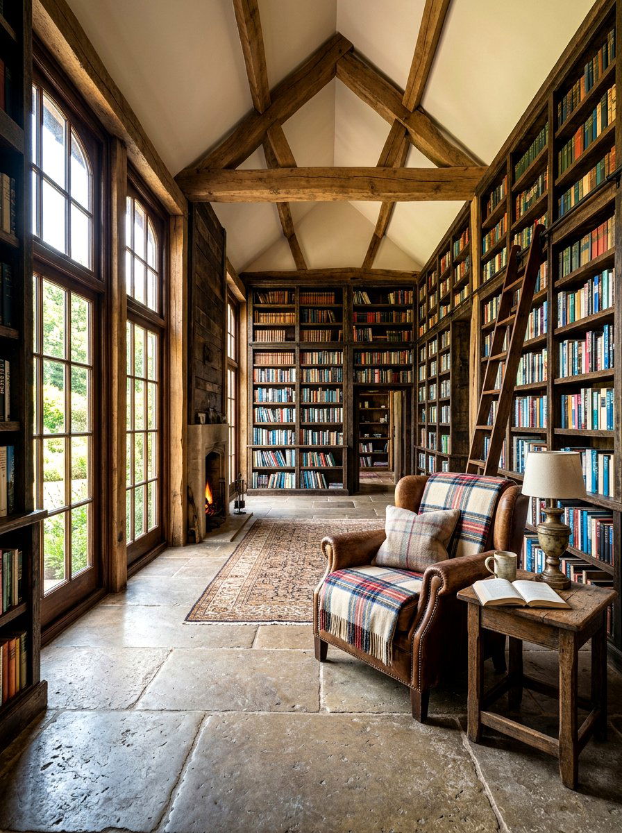 Rustic Wood Library - 30 moody home library ideas