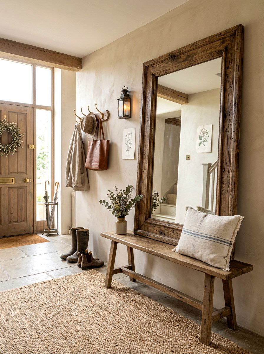Rustic Wood Mirror Foyer - 30 antique mirror foyer ideas