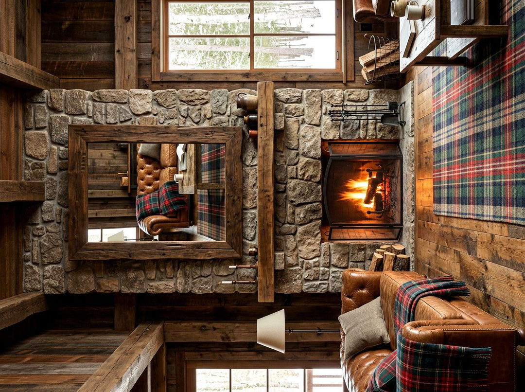Rustic Wood Mirror - 30 mirror wall ideas
