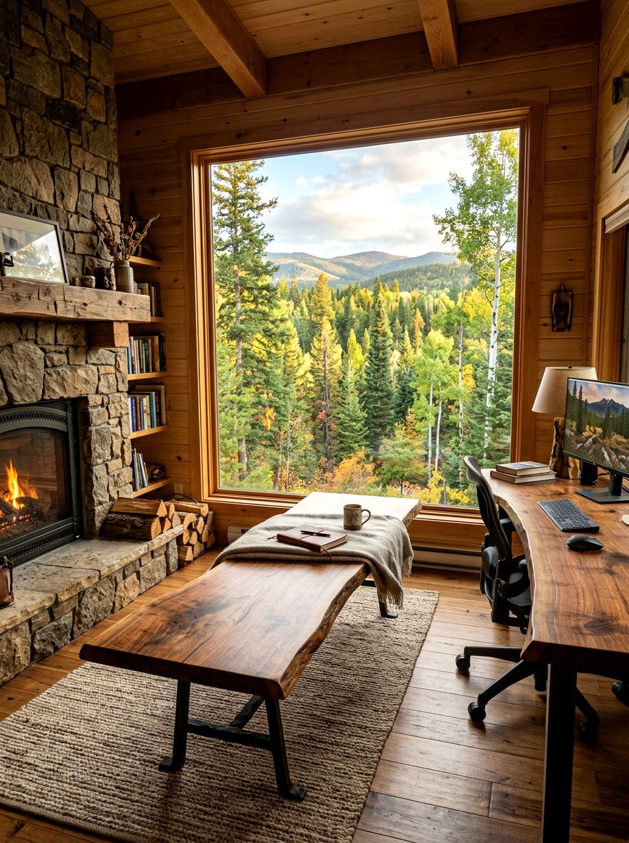 Rustic Wood Office Window Bench - 30 office window seat ideas
