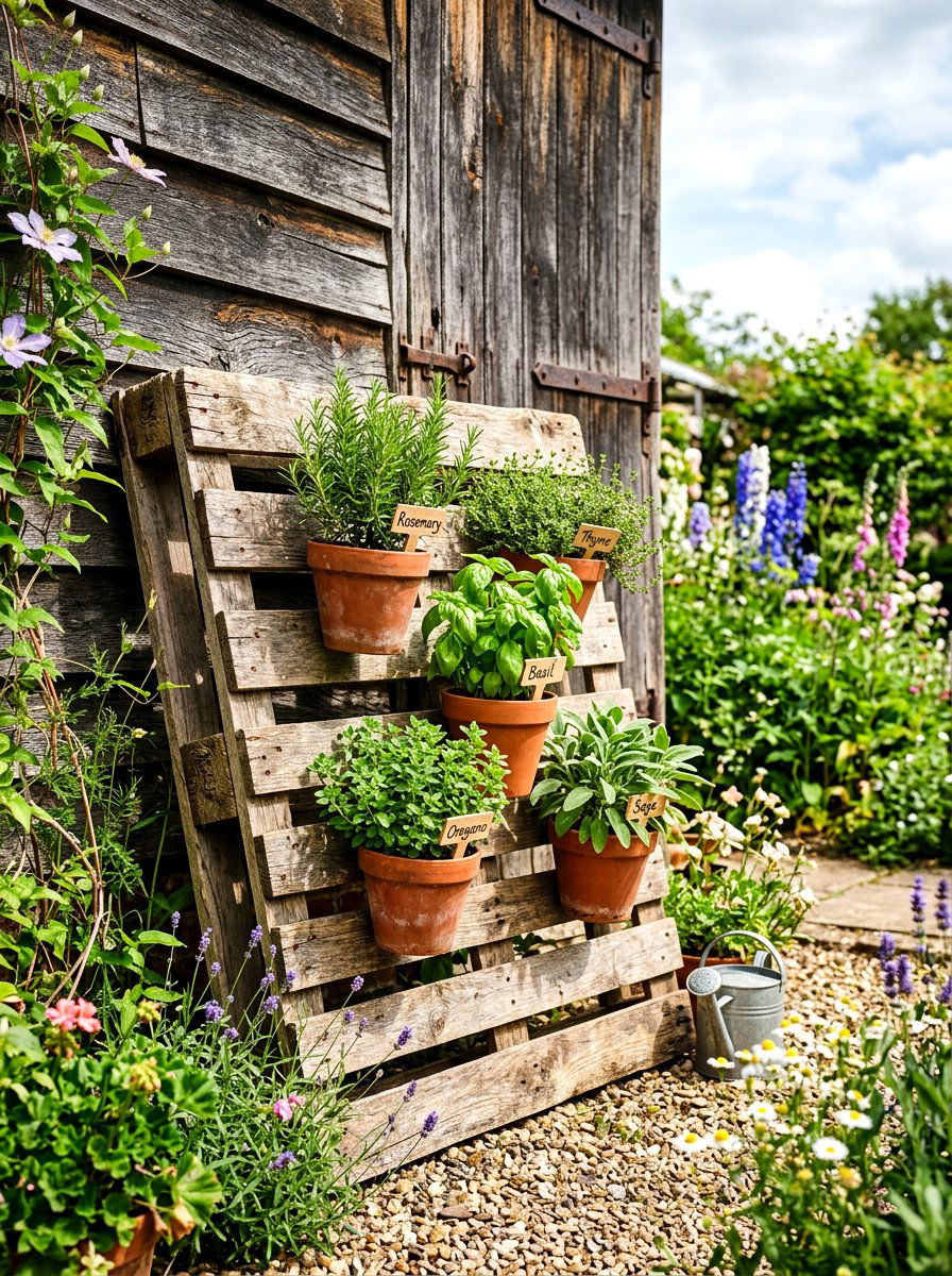 Rustic Wood Pallet - 30 pallet garden wall ideas