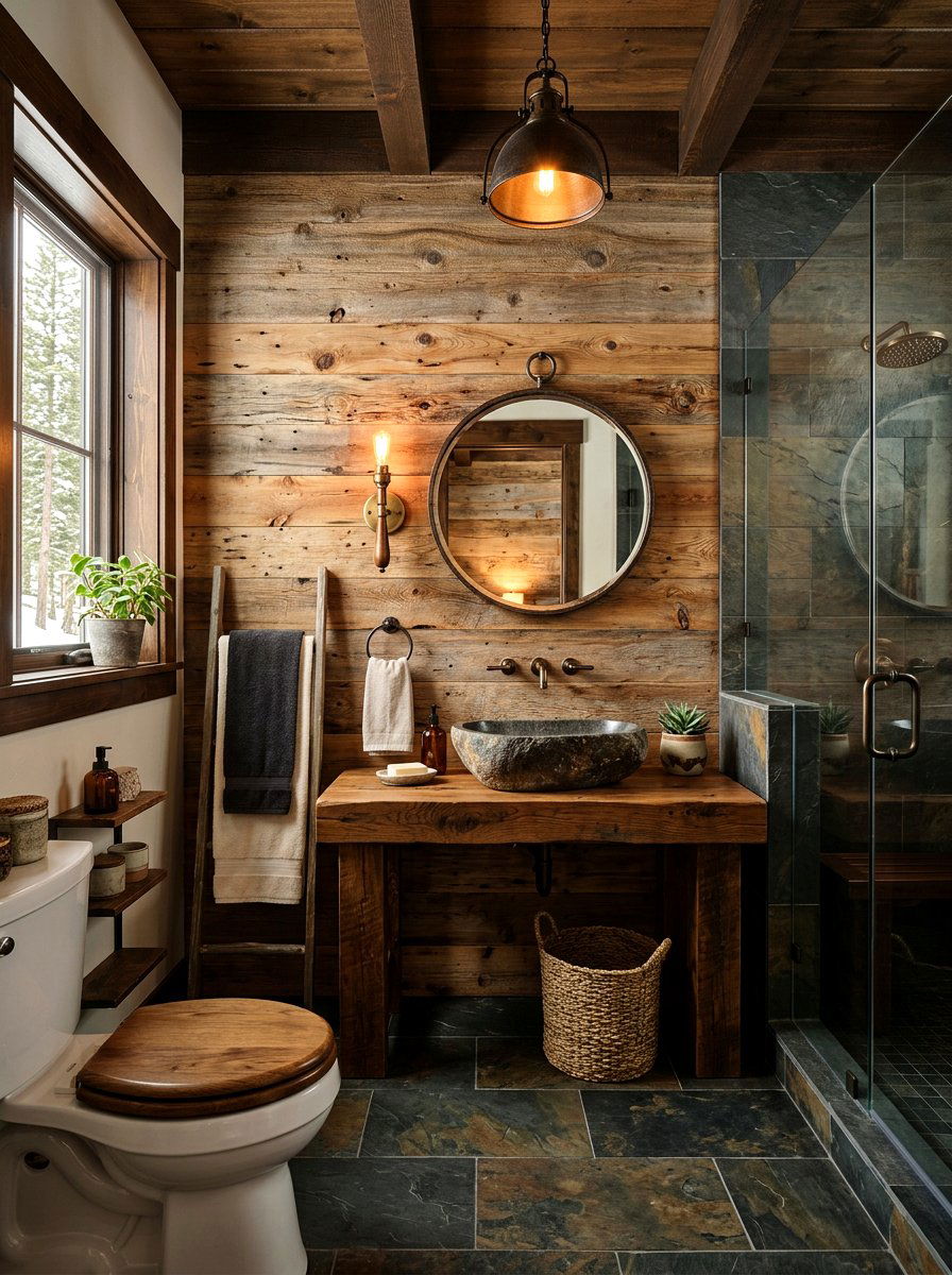 Rustic Wood Paneling Bathroom - 30 panel molding bathroom ideas