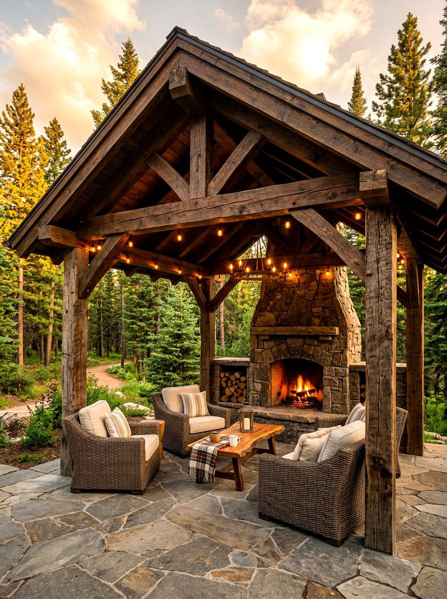Rustic Wood Pavilion - 30 outdoor retreat pavilion ideas
