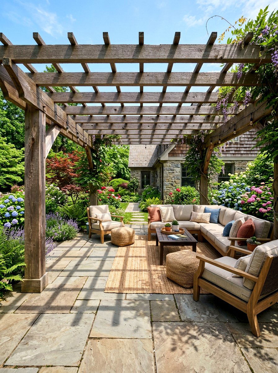 Rustic Wood Pergola - 30 southwestern backyard ideas