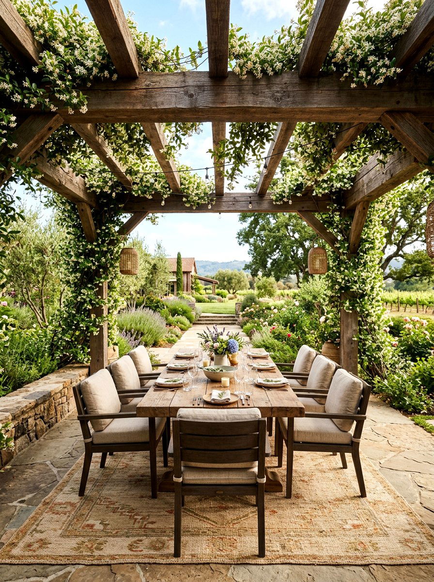 Rustic Wood Pergola - 30 boutique hotel patio ideas