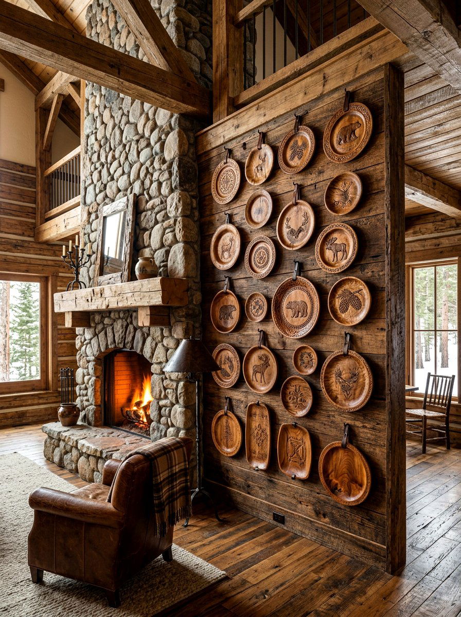 Rustic Wood Plate Wall - 30 plate wall dining room ideas