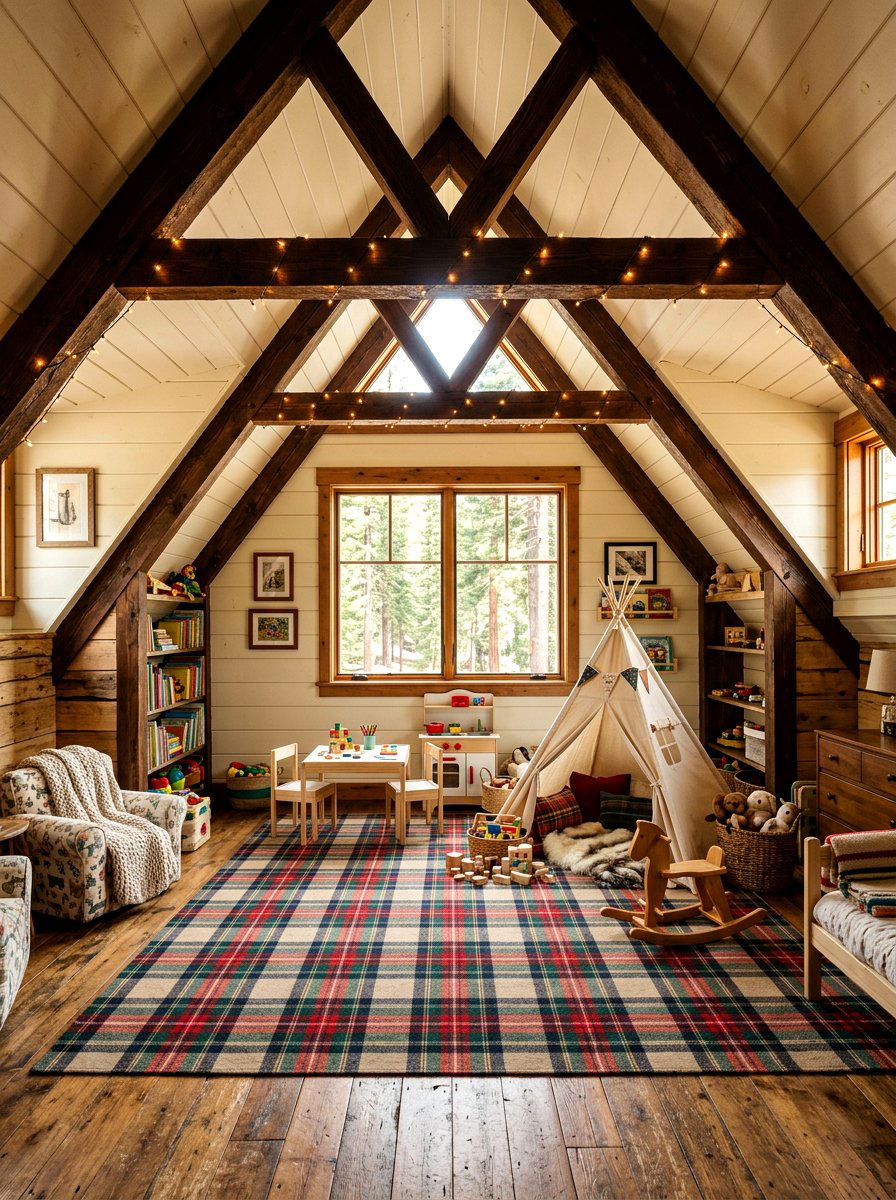 Rustic Wood Playroom - 30 attic playroom ideas