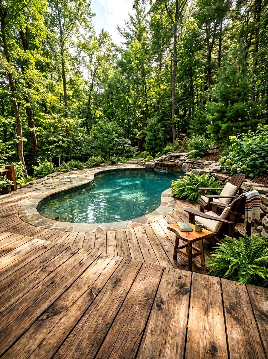 Rustic Wood Pool Deck - 30 pool deck ideas
