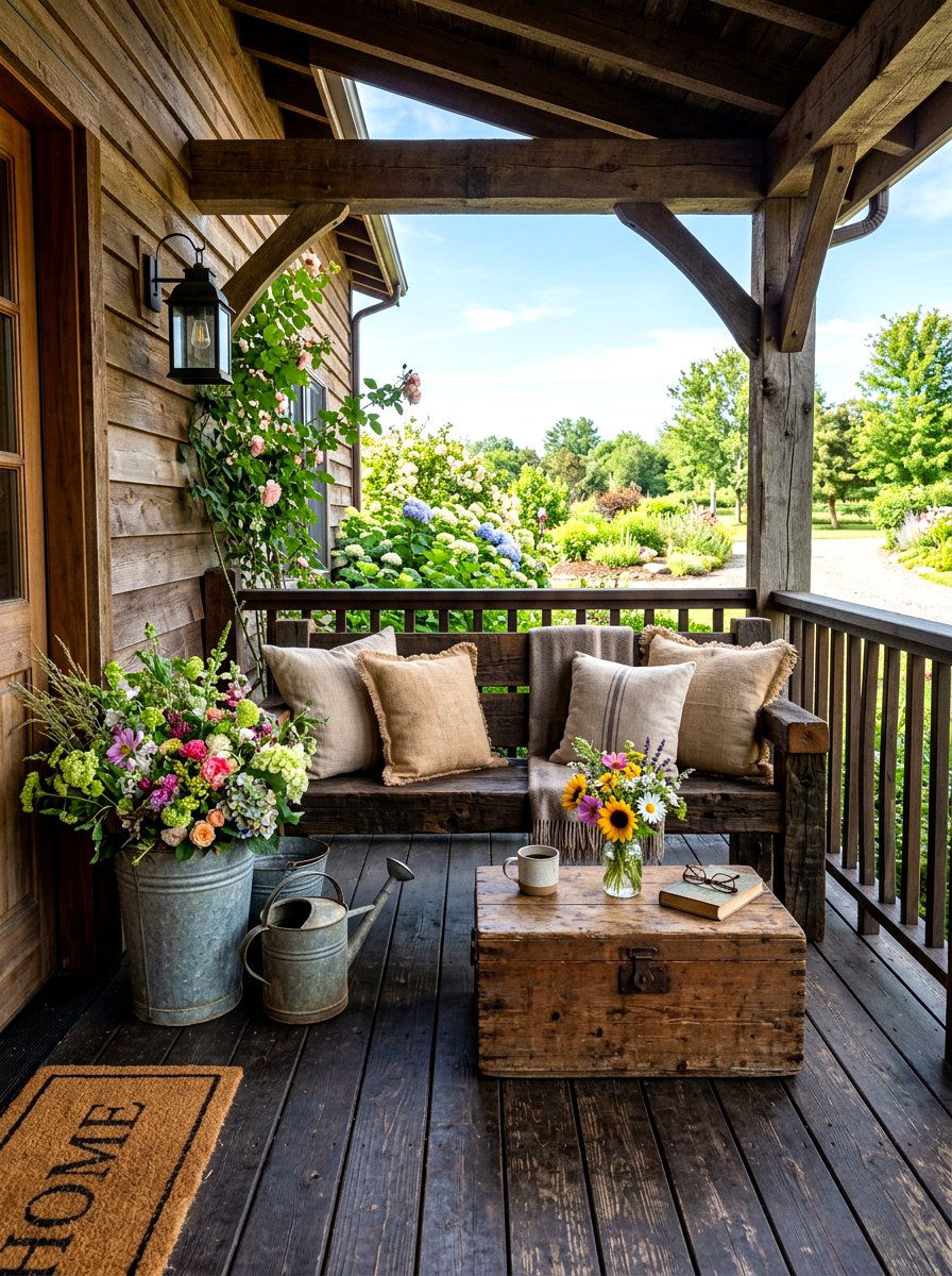 Rustic Wood Porch - 30 summer front porch ideas