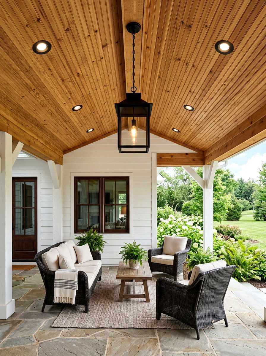 Rustic Wood Porch Ceiling - 30 porch entry ideas