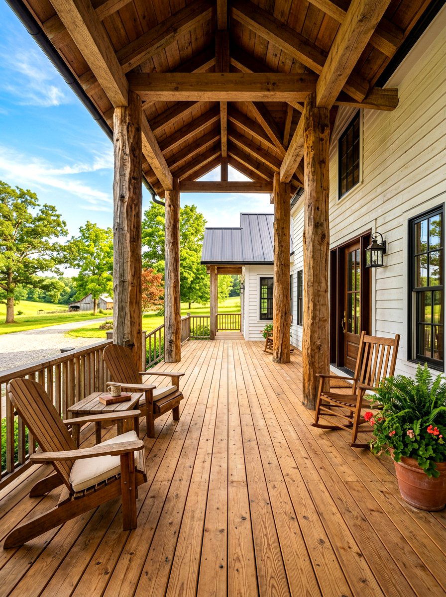 Rustic Wood Porch - 30 farmhouse front yard ideas