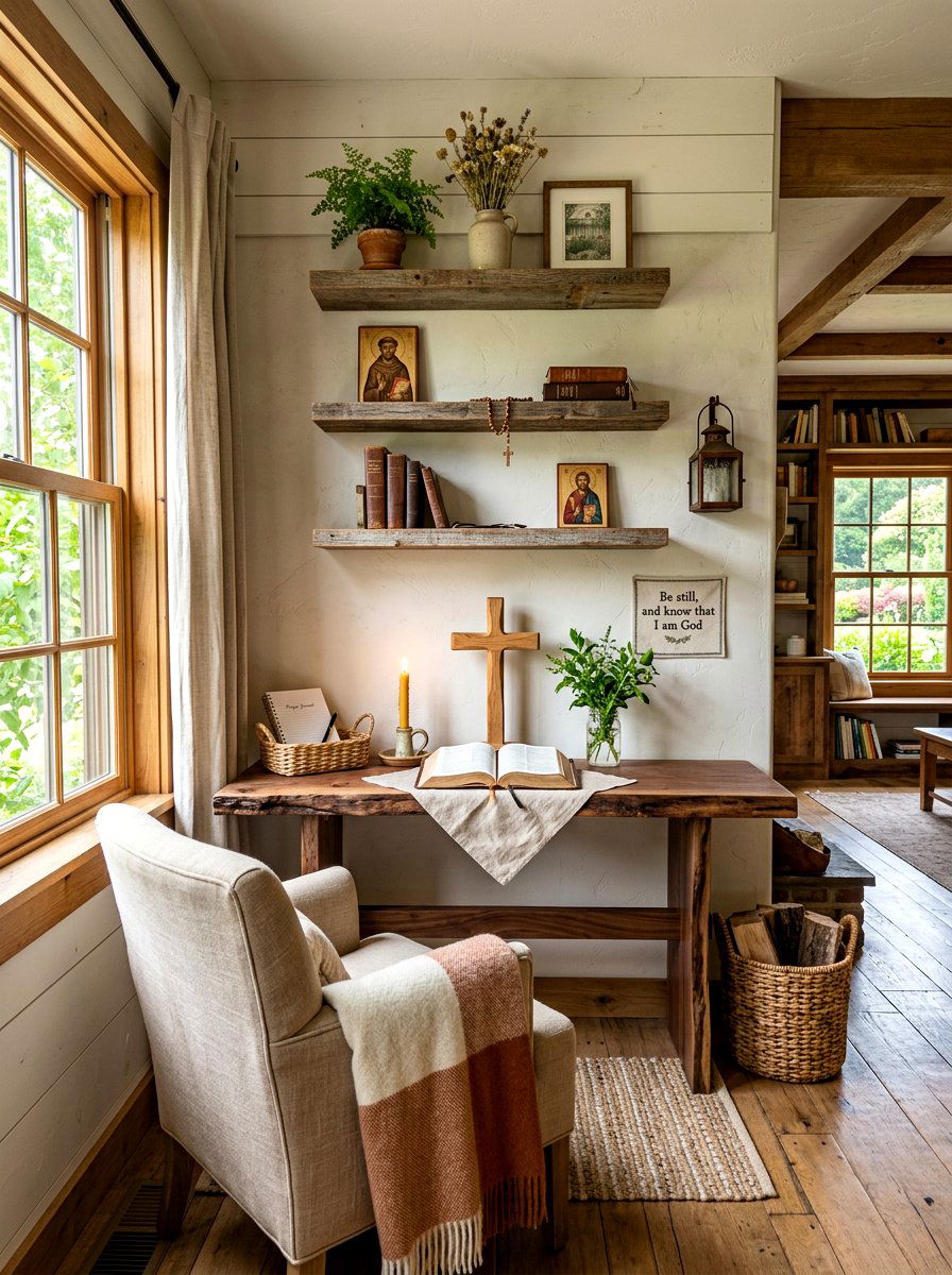 Rustic Wood Prayer Corner - 30 prayer corner ideas