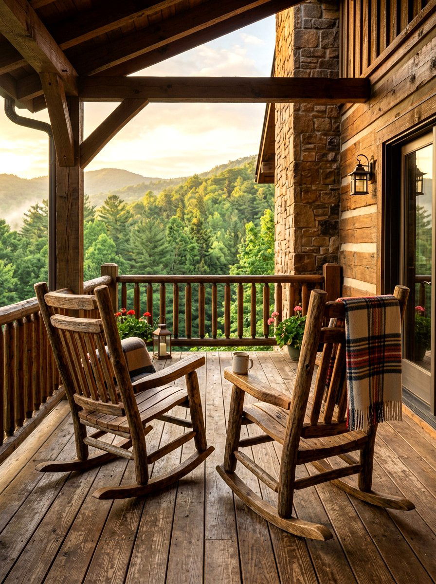 Rustic Wood Rocking Chair Porch - 30 cabin front porch ideas