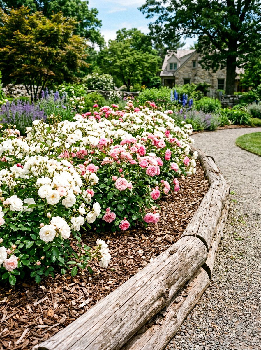 Rustic Wood Rose Edge - 30 cottage rose border ideas