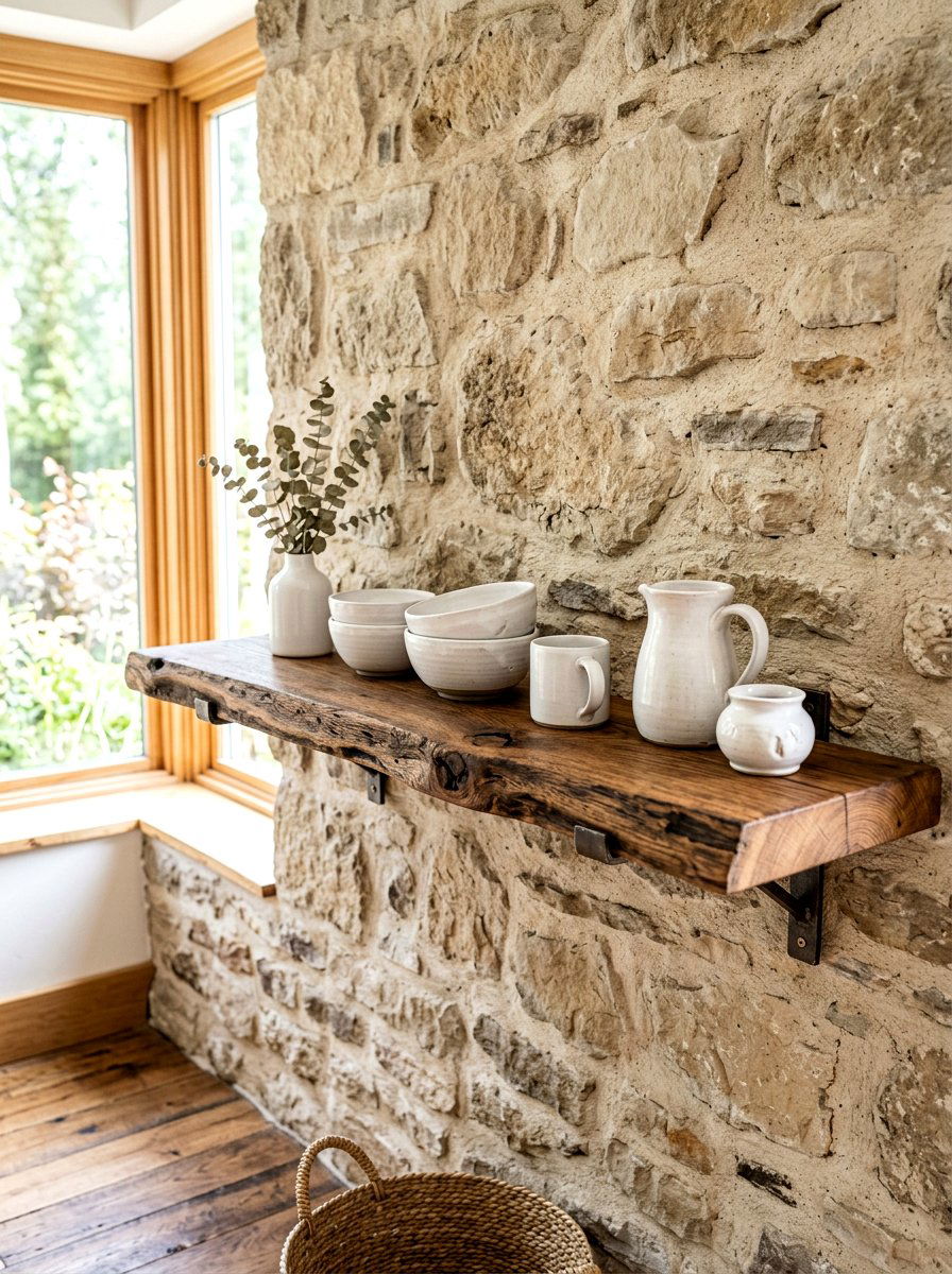 Rustic Wood Shelf - 30 winter shelf styling ideas
