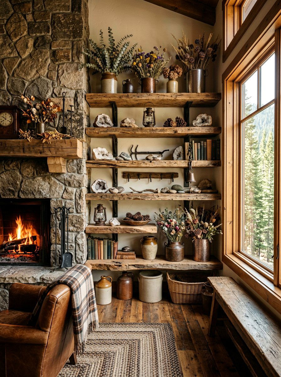 Rustic Wood Shelf Styling - 30 shelf styling ideas