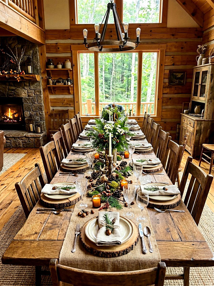 Rustic Wood Slice Place Setting - 30 Thanksgiving table decor ideas