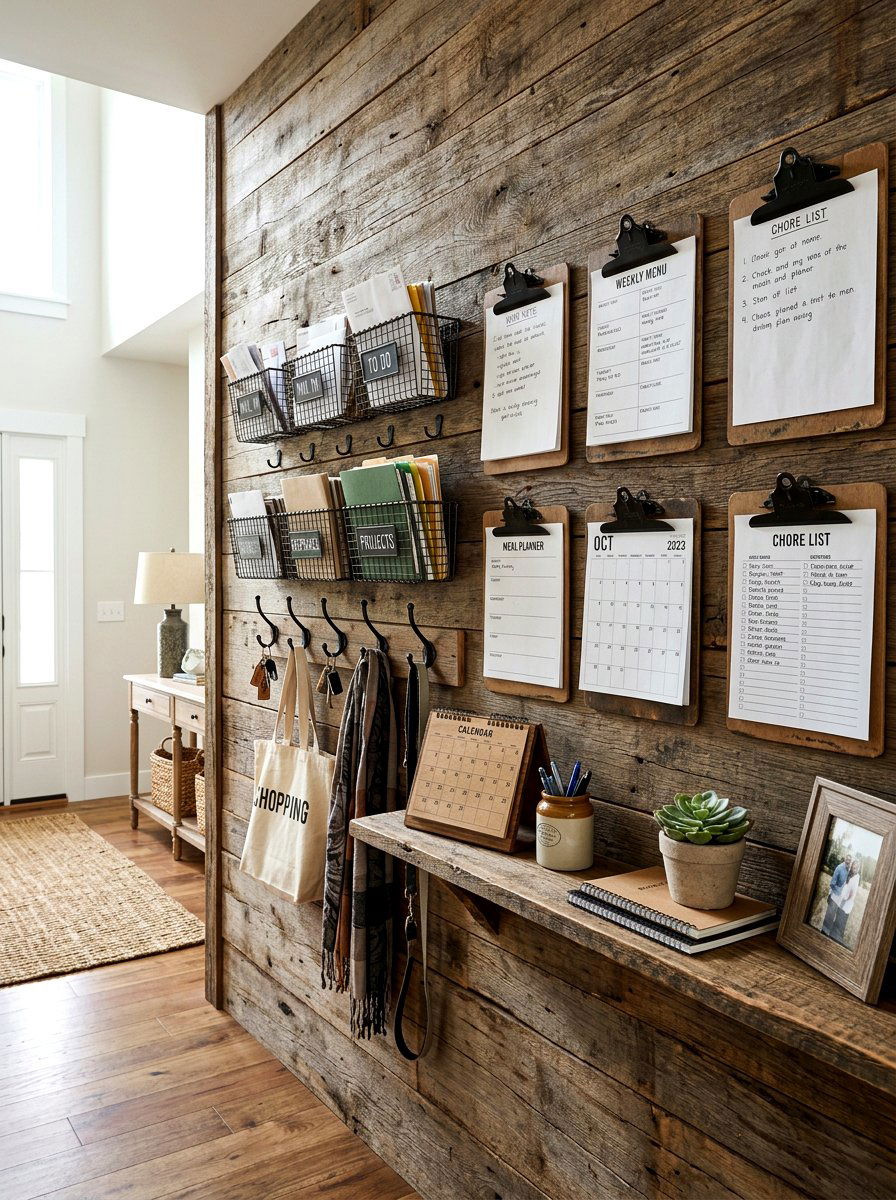 Rustic Wood Station - 30 command center ideas
