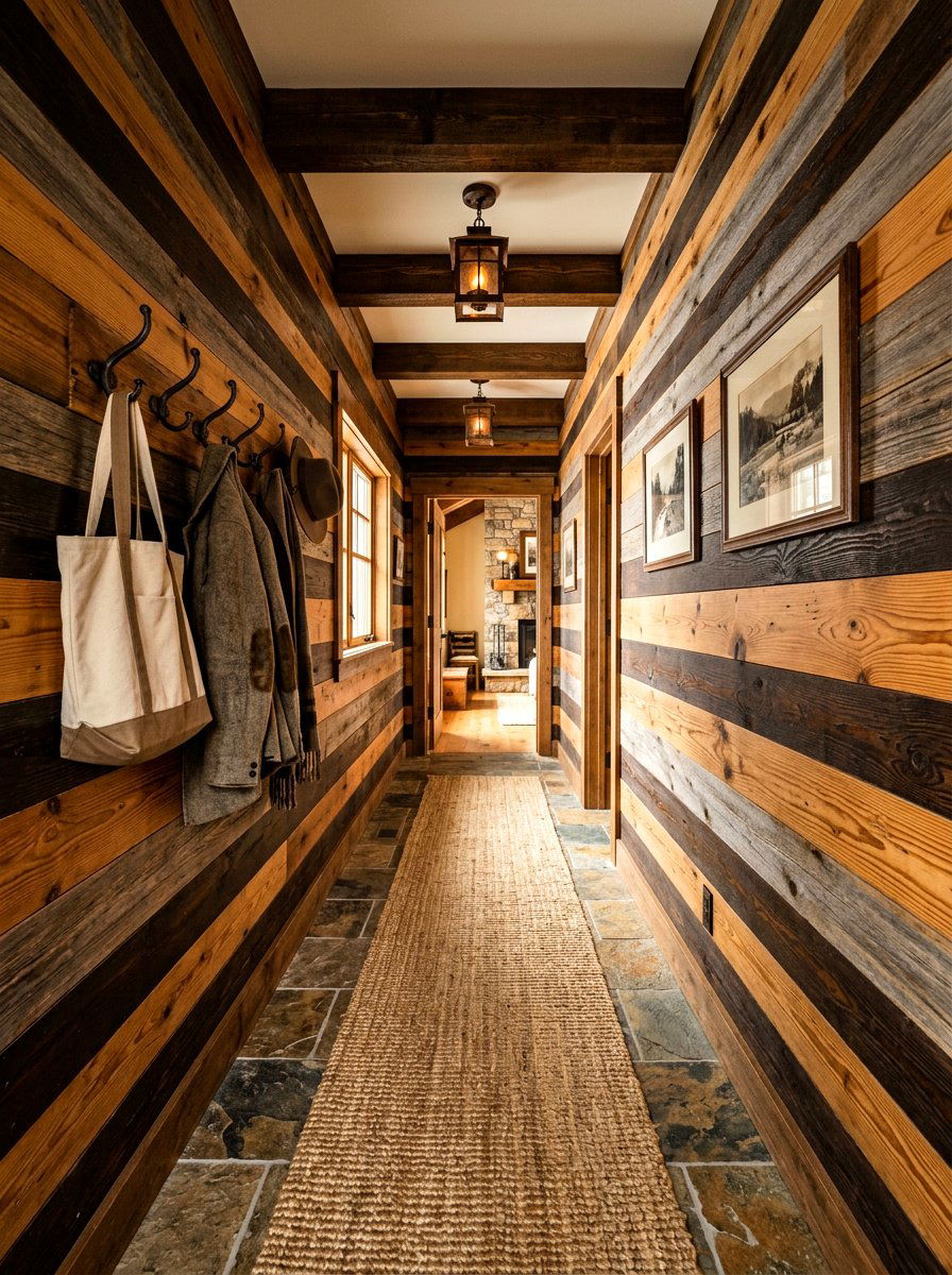 Rustic Wood Striped Hallway - 30 striped hallway ideas