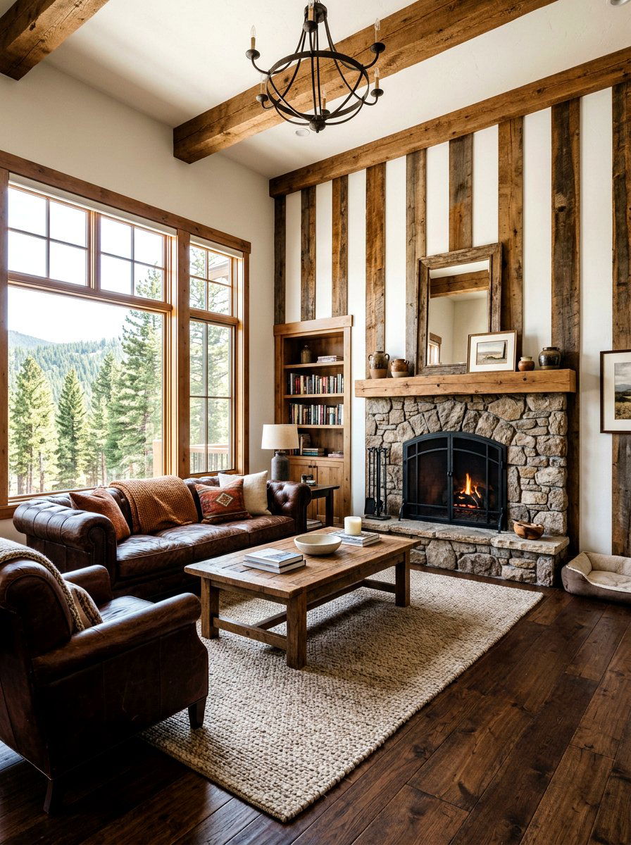 Rustic Wood Striped - 30 striped wall ideas